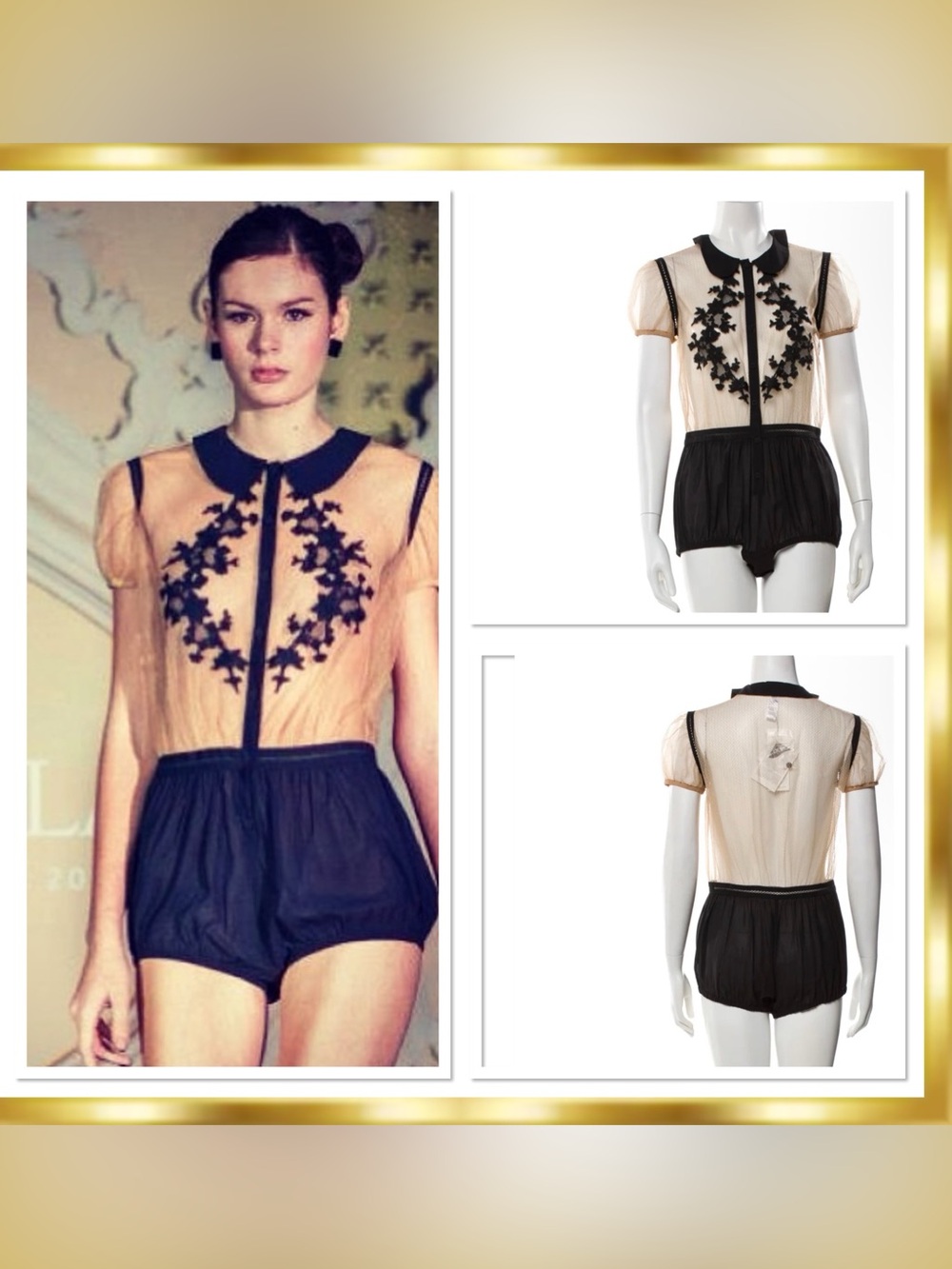 La Perla Donna Lucia Vintage Silk Teddy Embroidered Bodysuit Sz Small RARE